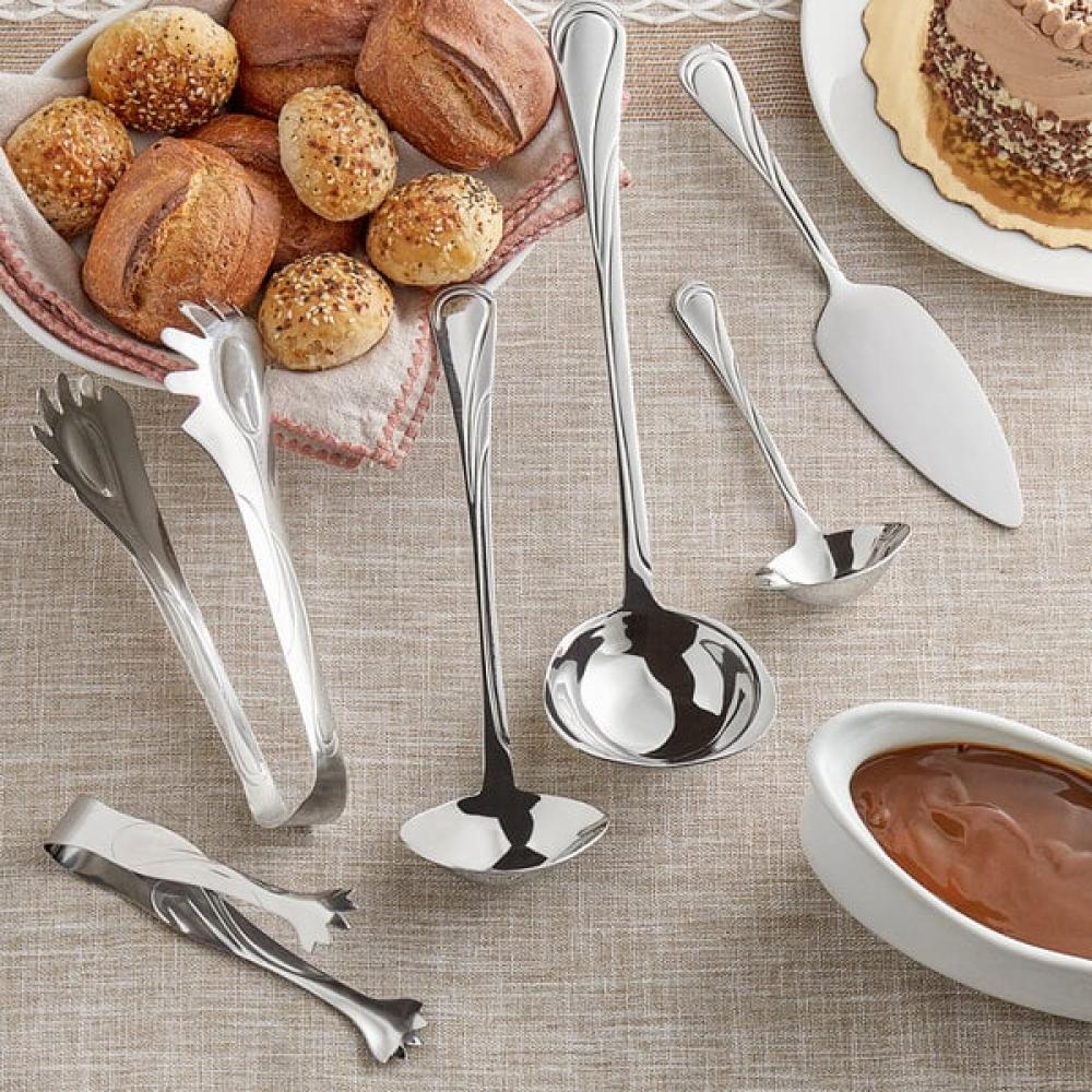 Acopa Swirl 8" 18/8 Stainless Steel Bread Tongs