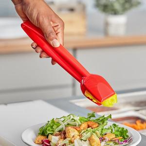Choice 9" Red Polycarbonate Salad Tongs
