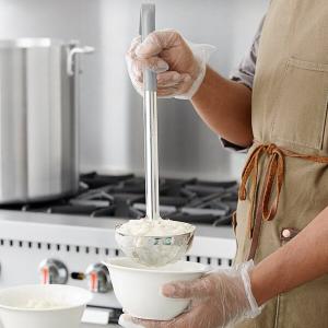 Choice 12 oz. One-Piece Stainless Steel Ladle with Gray Coated Handle