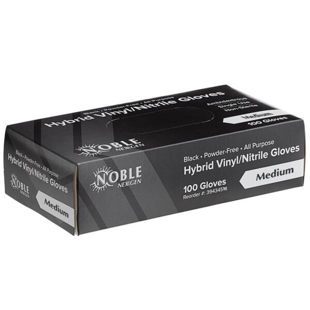 Noble NexGen Powder-Free Disposable Black Hybrid 3.5 Mil Thick Gloves - 1,000/Case