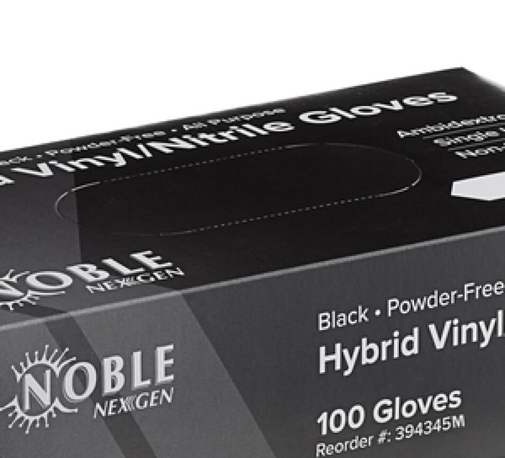 Noble NexGen Powder-Free Disposable Black Hybrid 3.5 Mil Thick Gloves - 1,000/Case