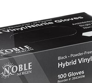 Noble NexGen Powder-Free Disposable Black Hybrid 3.5 Mil Thick Gloves - 1,000/Case