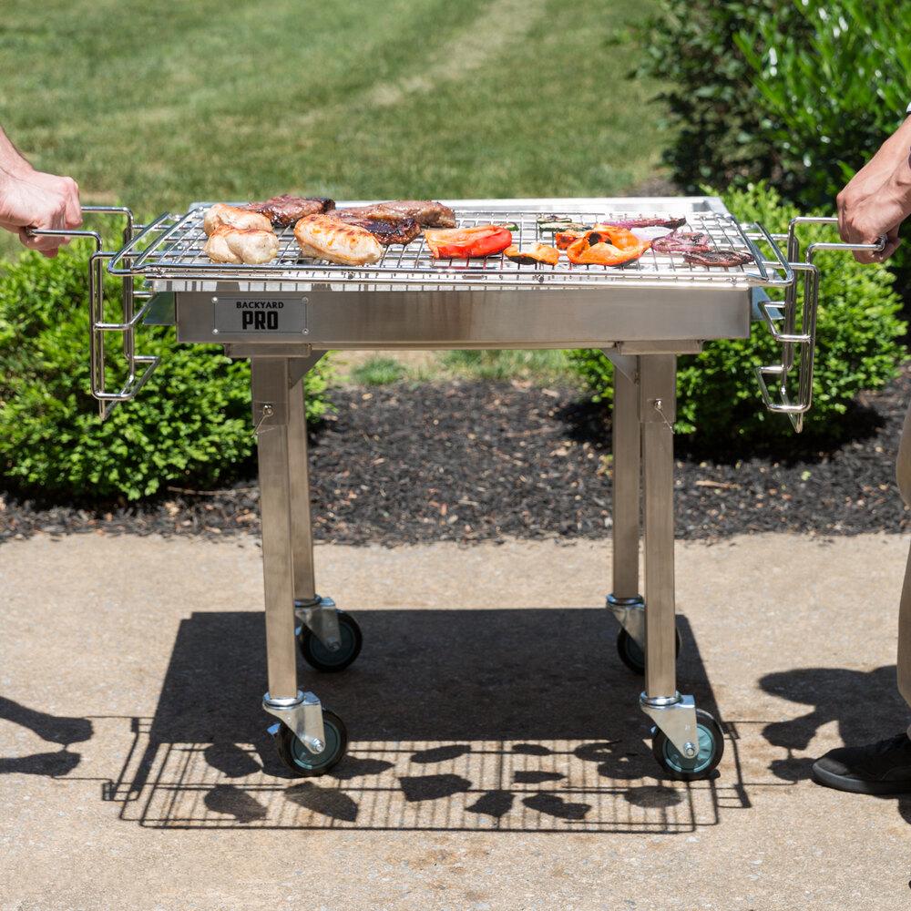 Backyard Pro CHAR-30SS 30" Heavy-Duty Stainless Steel Charcoal Grill with Adjustable Grates, Removable Legs, and Cover