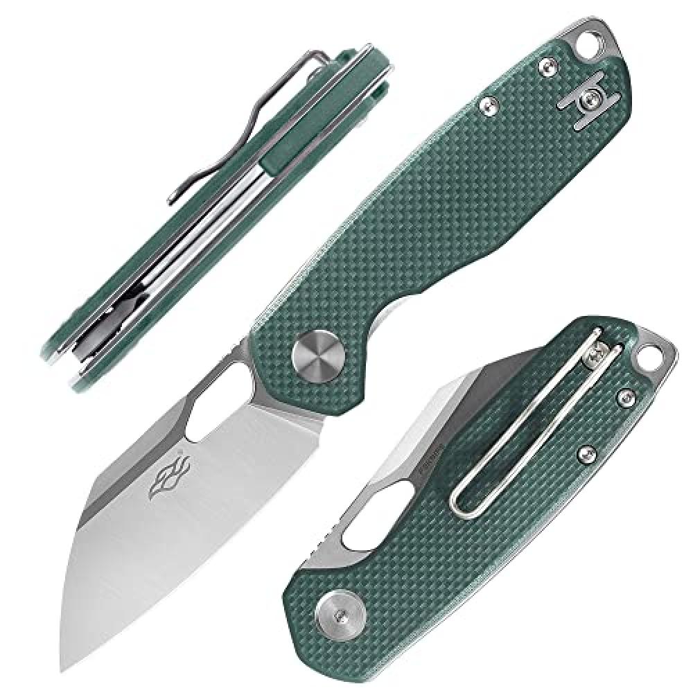 Firebird GANZO FH924 Pocket Folding Knife Wharncliffe D2 Steel Blade G10 Anti-Slip Handle with Clip Camping Hunting Fishing Folder Outdoor EDC Knife (Green)