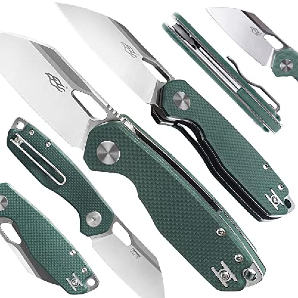 Firebird GANZO FH924 Pocket Folding Knife Wharncliffe D2 Steel Blade G10 Anti-Slip Handle with Clip Camping Hunting Fishing Folder Outdoor EDC Knife (Green)