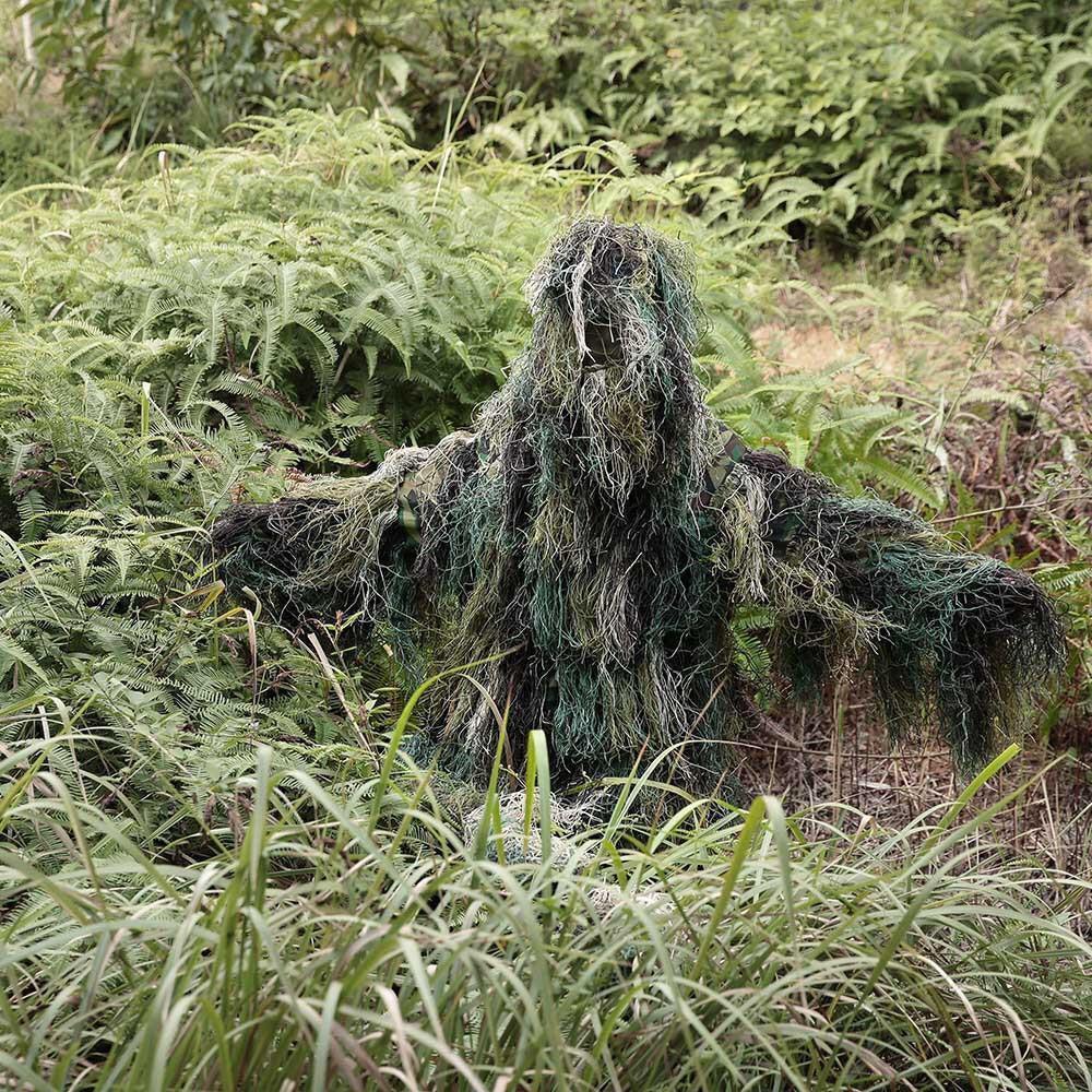 Complete Woodland Ghillie Suit 5 Piece Camo with Bag, real nice set.