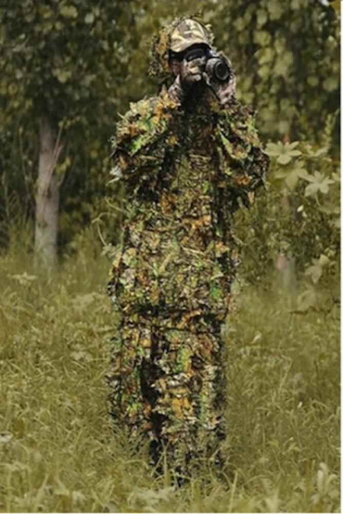 Woodland Camouflage clothing 3D jungle Hunting Hide Leaf Ghillie Suit 