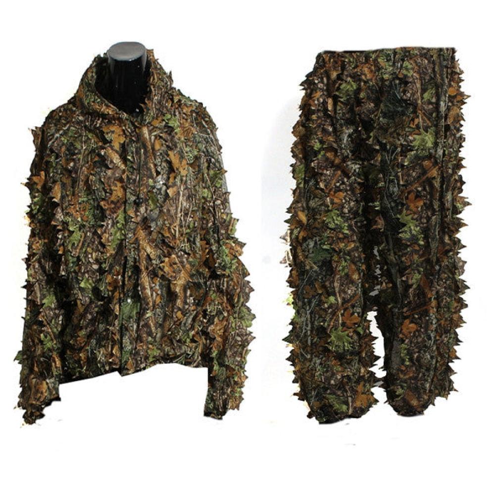 Woodland Camouflage clothing 3D jungle Hunting Hide Leaf Ghillie Suit 