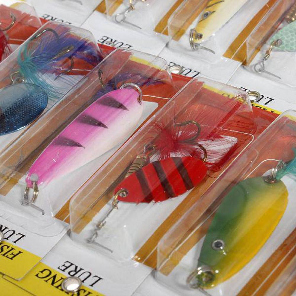 30Pcs Assorted Trout Spoon Metal Fishing Lures Spinner Baits Tackle