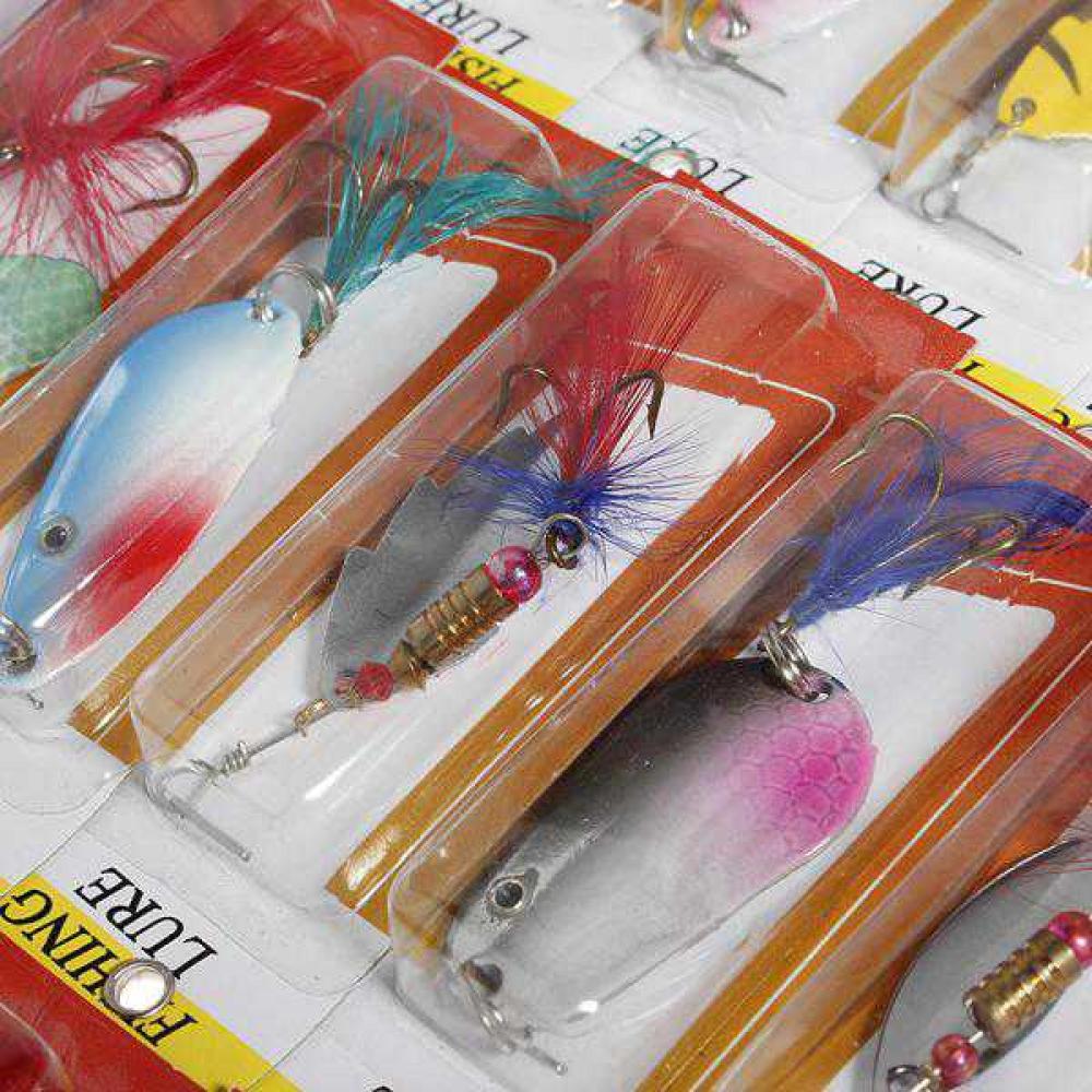 30Pcs Assorted Trout Spoon Metal Fishing Lures Spinner Baits Tackle