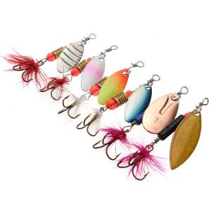 30x Metal Assorted Laser Fishing Lure Spinner Baits Feather Hook Set