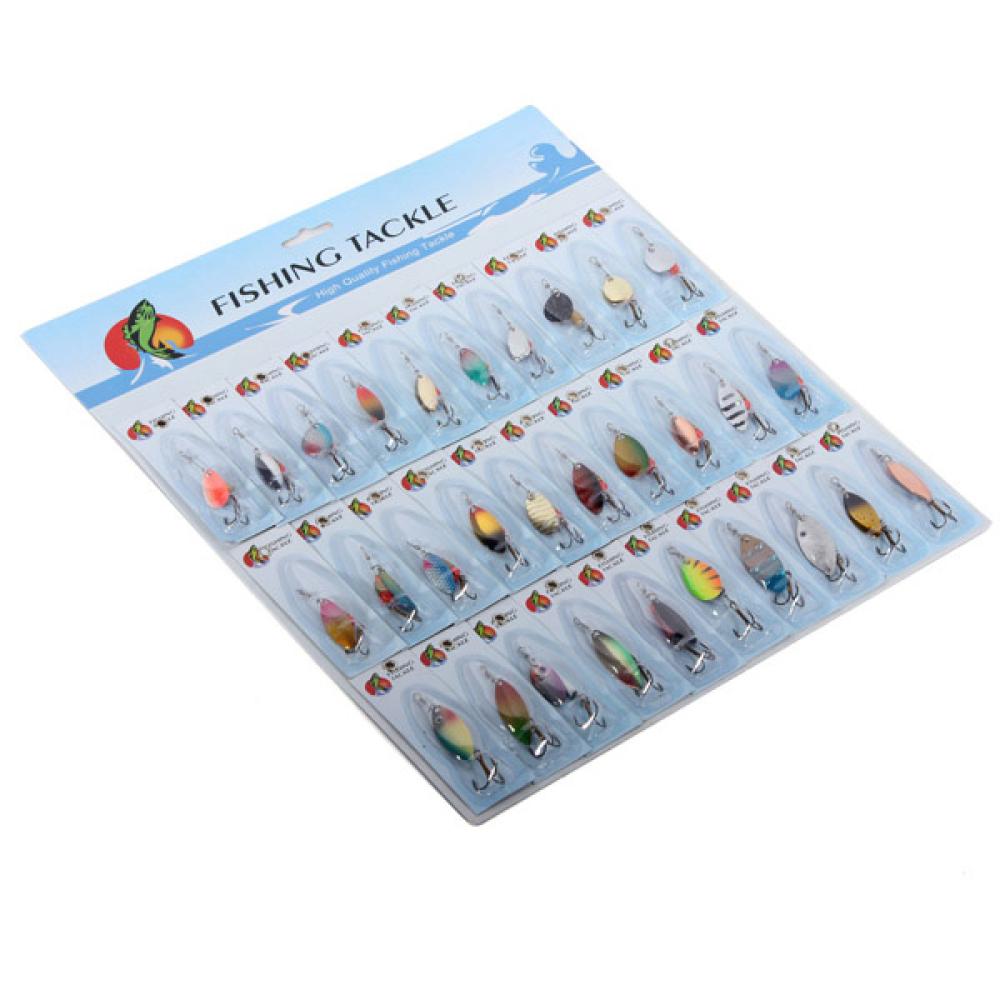 30x Metal Fishing Lures Spinners Baits Assorted Fish Hooks Tackle