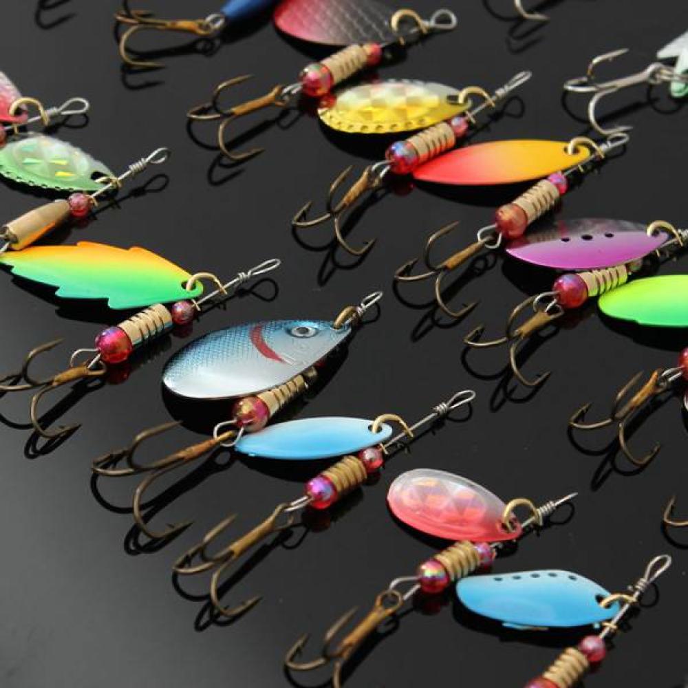 30pcs Assorted Spinner Baits Metal Fishing Lures Fish Hooks Tackle
