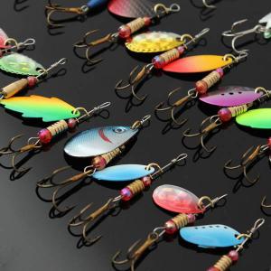 30pcs Assorted Spinner Baits Metal Fishing Lures Fish Hooks Tackle