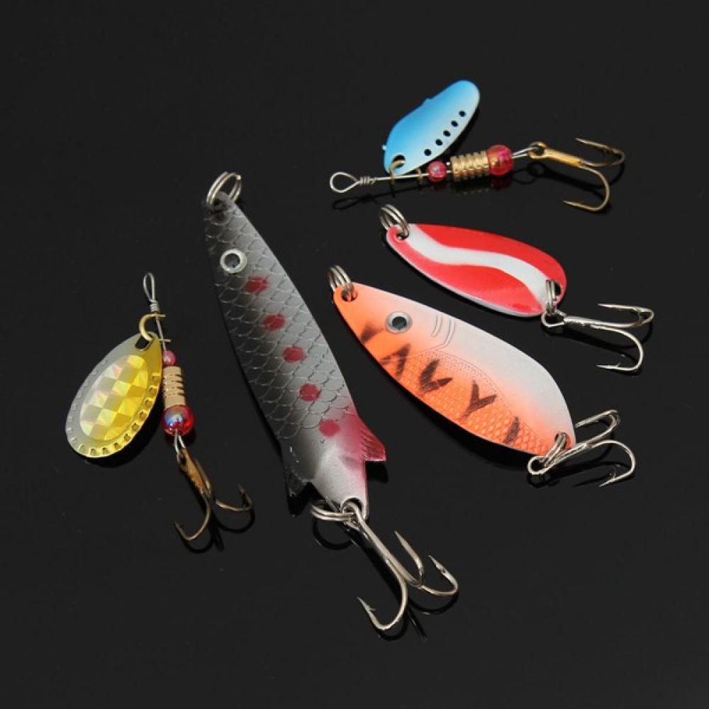 30pcs Assorted Spinner Baits Metal Fishing Lures Fish Hooks Tackle