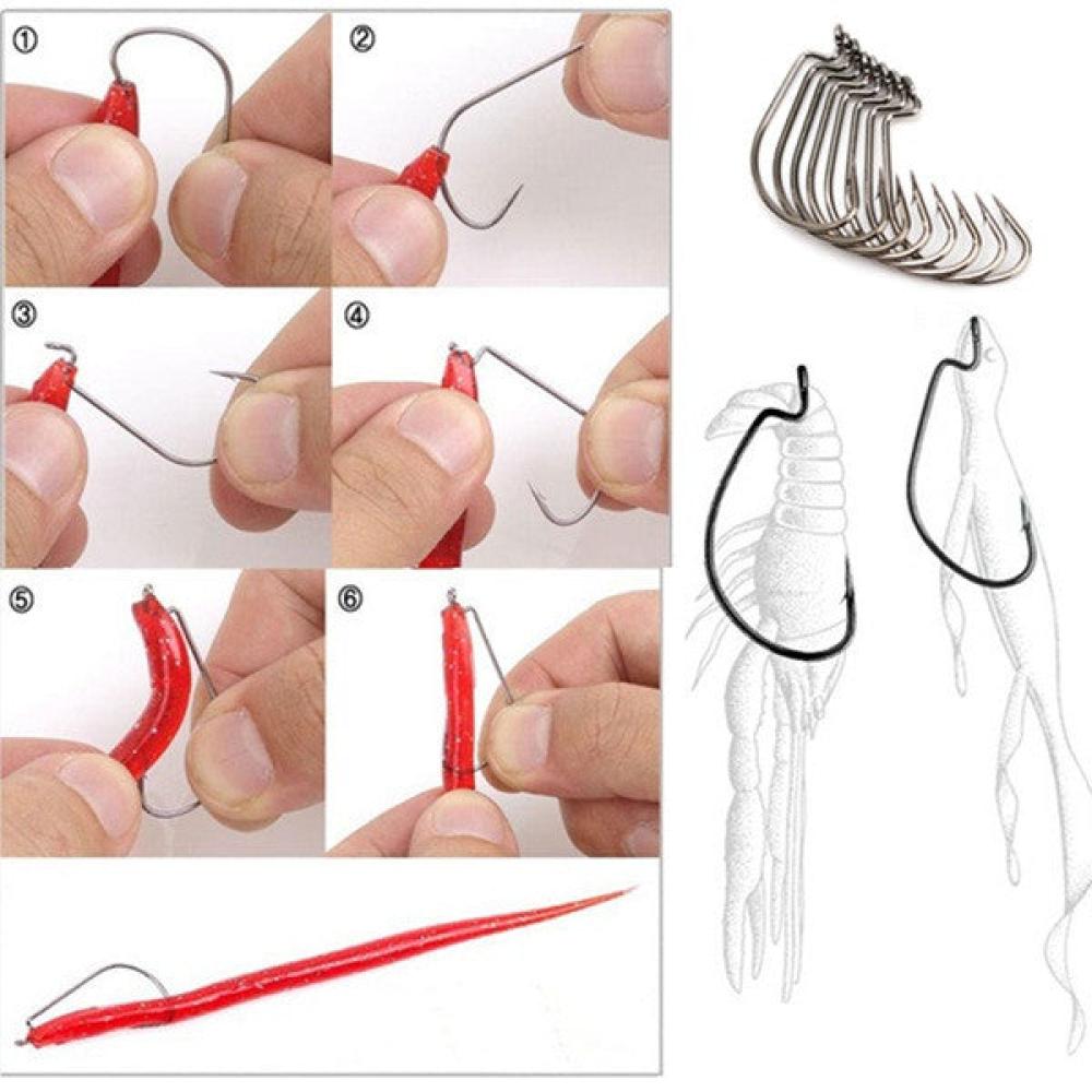 100 Pcs Fishing Hooks Worm Hook Carbon Steel Fishing Hook Big Bass
