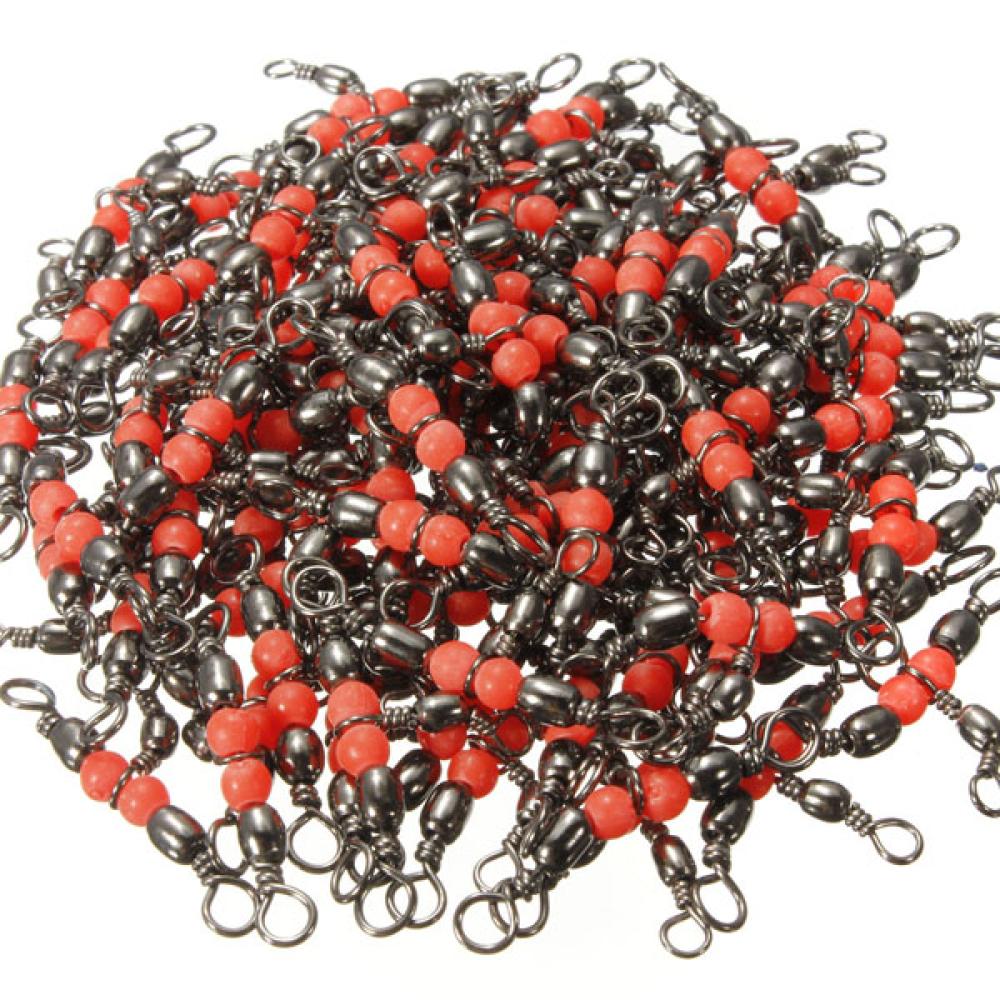 100 Pcs CrossLine (3 Way) Red Fishing BARREL Swivel Bearing Connector