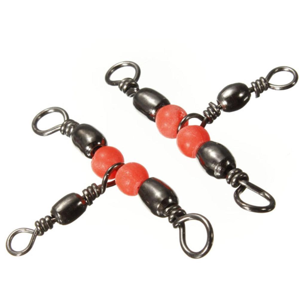 100 Pcs CrossLine (3 Way) Red Fishing BARREL Swivel Bearing Connector