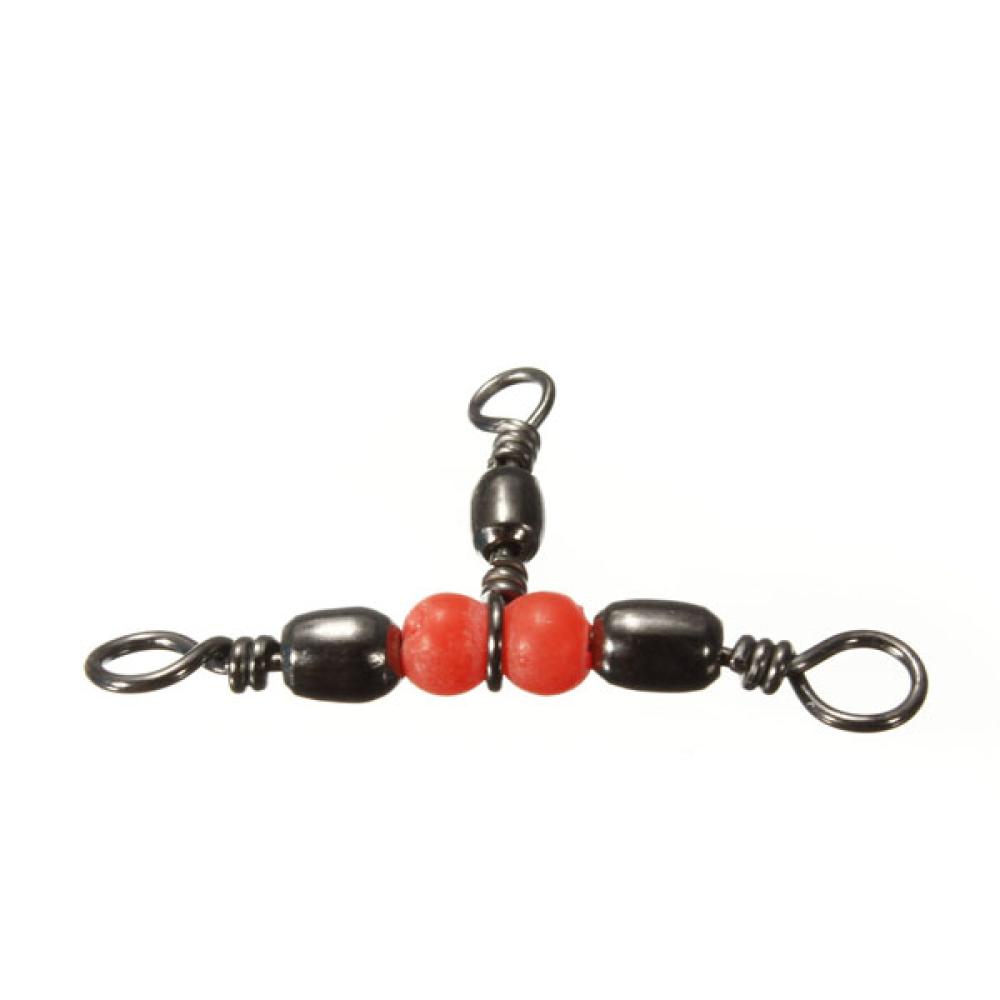100 Pcs CrossLine (3 Way) Red Fishing BARREL Swivel Bearing Connector