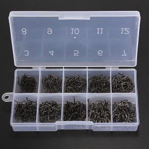 500pcs 10 Sizes Fresh Water Sea Fly Fishing Tackle Hooks With Box