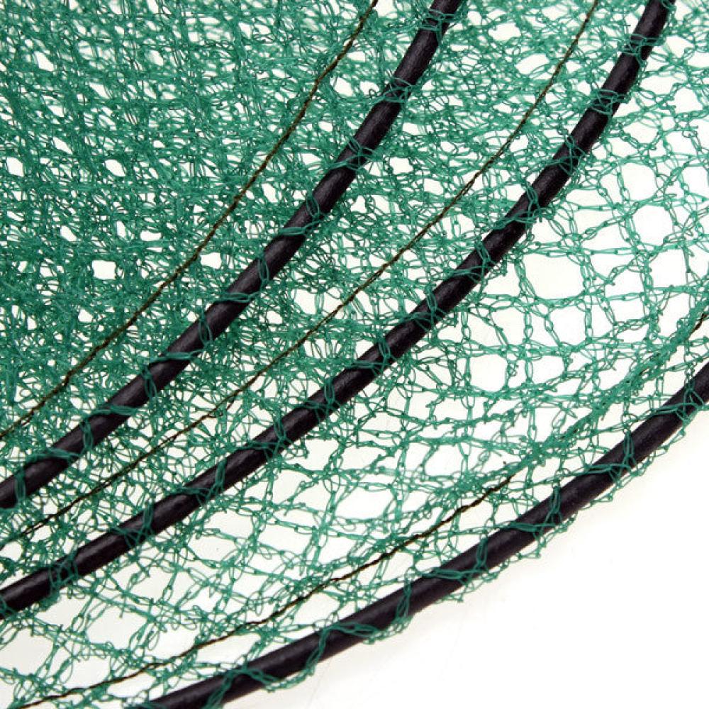 Folding Round Metal Frame Nylon Mesh Crab Fish Fishing Landing Net-Green