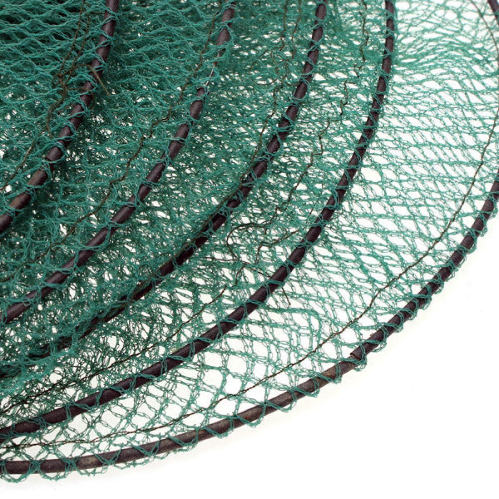 Folding Round Metal Frame Nylon Mesh Crab Fish Fishing Landing Net-Green