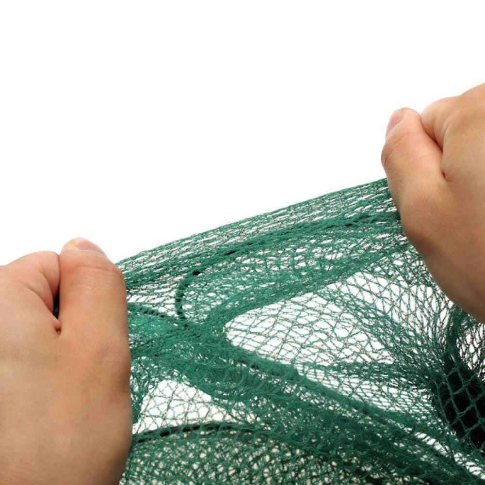 Folding Round Metal Frame Nylon Mesh Crab Fish Fishing Landing Net-Green