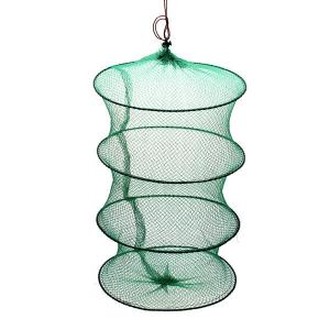 Folding Round Metal Frame Nylon Mesh Crab Fish Fishing Landing Net-Green