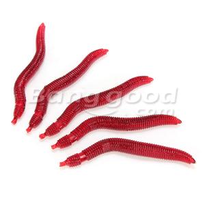 80x 4cm EarthWorm Fish Lure Red Worms Plastic Fishing Lures Soft Baits