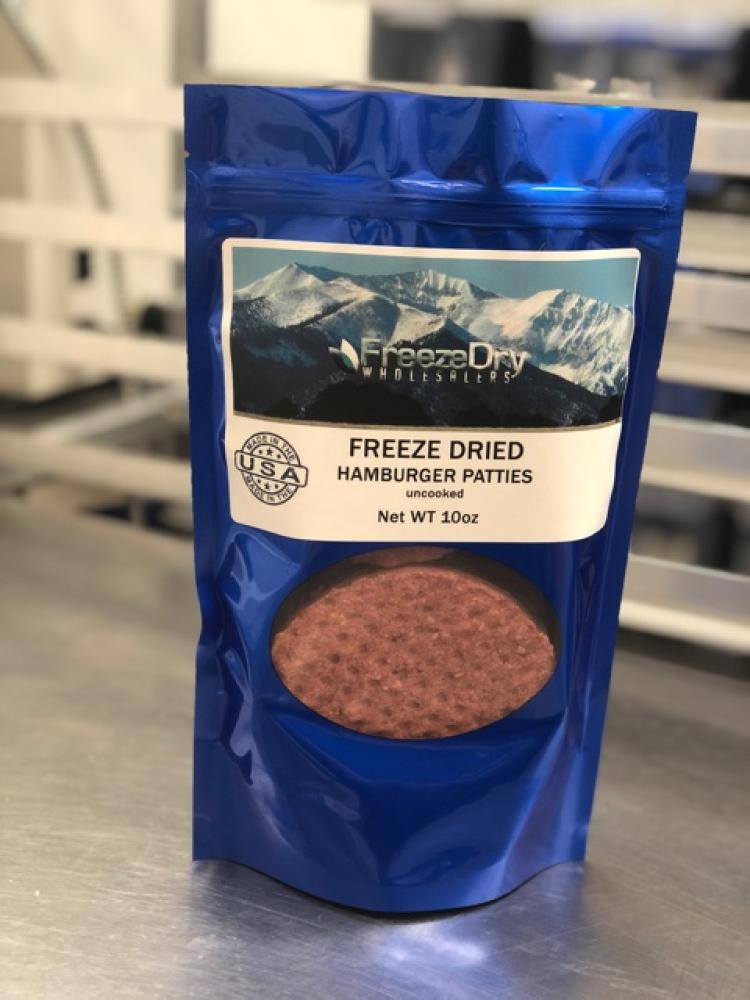 Freeze Dried 1/3-lb Uncooked Hamburger Patties