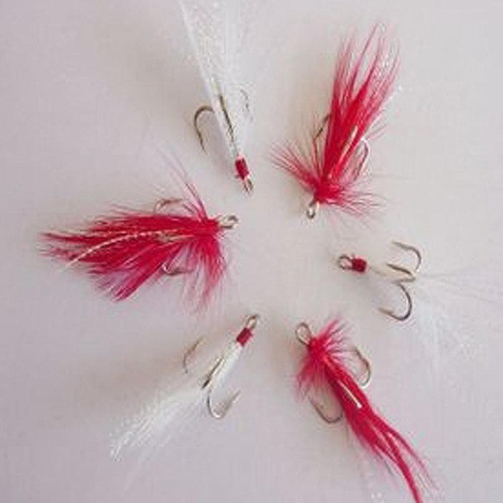 Fishing Treble hooks with Feather Bass hooks #4