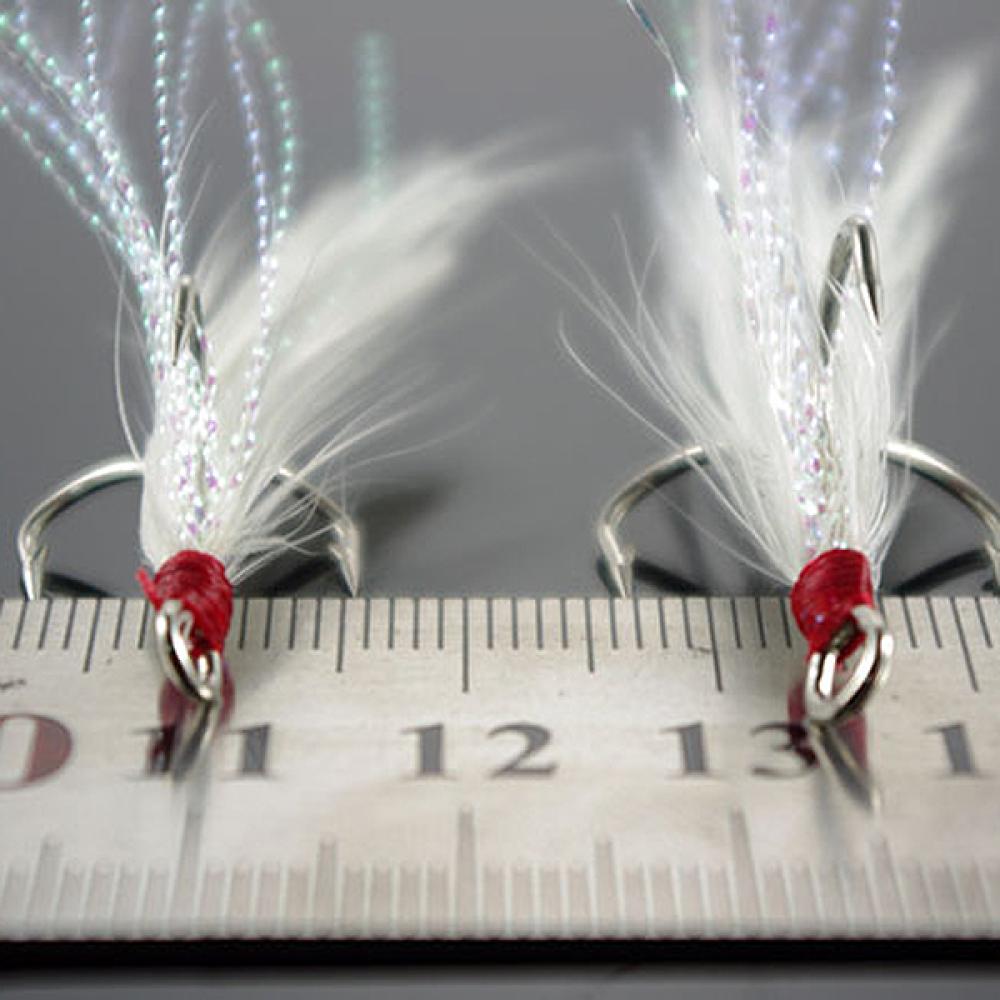 Fishing Treble hooks with Feather Bass hooks #4