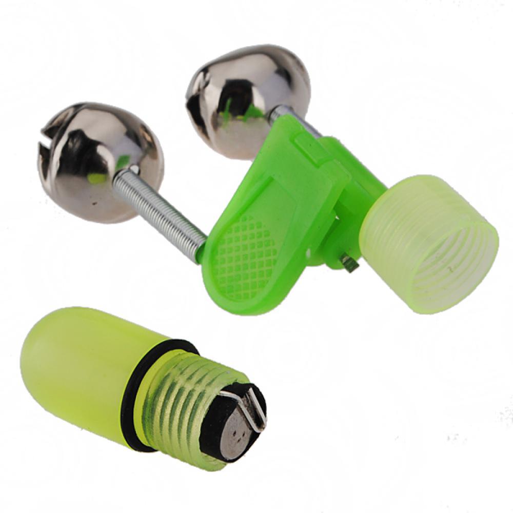 New Brand Fishing Rod Tip LED Light Clip Twin Bells Bite Alarm