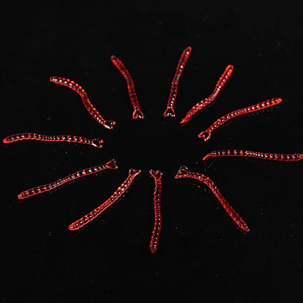 20PCS 2.5cm Silicon Man Made Worm Bait Fishing Lure Bait Grub Red