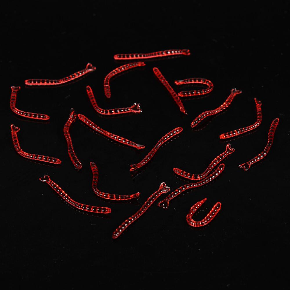 20PCS 2.5cm Silicon Man Made Worm Bait Fishing Lure Bait Grub Red