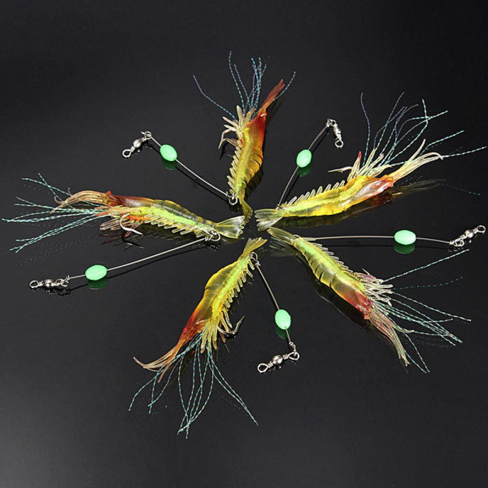 Silicone Fishing Simulation Noctilucent Soft Shrimp Lure Hook Bait