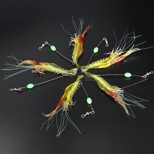 Silicone Fishing Simulation Noctilucent Soft Shrimp Lure Hook Bait