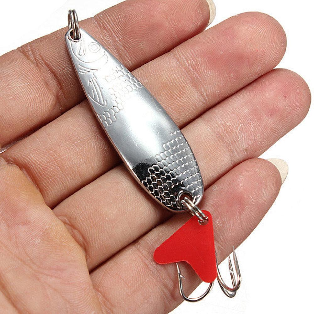 Hard Lure Iron Copper Metal Sequins Bait Lure Bass Spoon Treble Hook