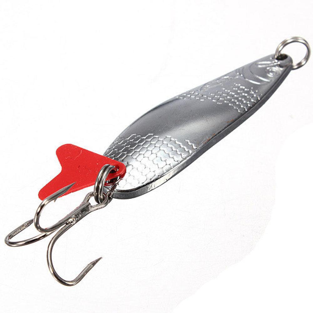 Hard Lure Iron Copper Metal Sequins Bait Lure Bass Spoon Treble Hook