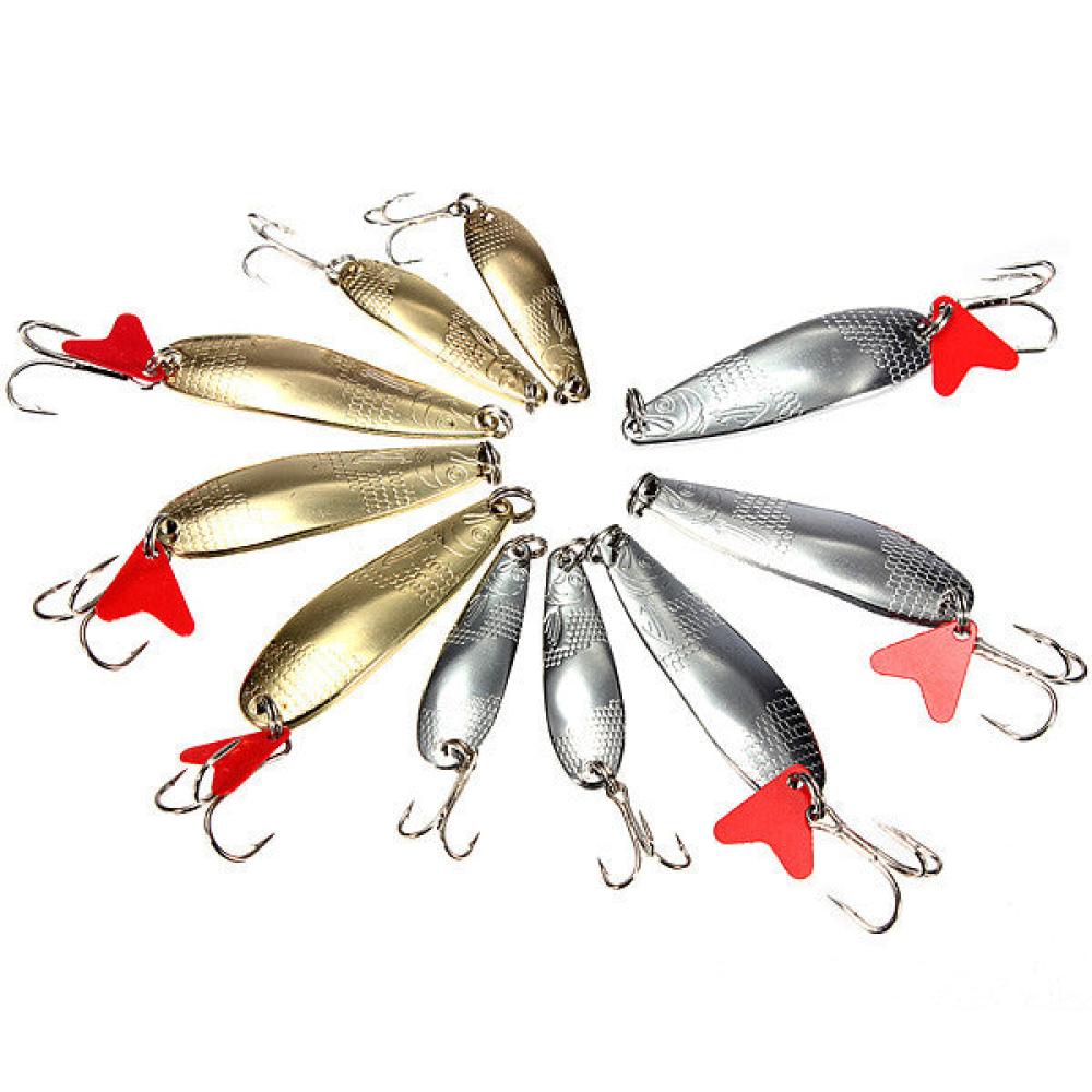 Hard Lure Iron Copper Metal Sequins Bait Lure Bass Spoon Treble Hook