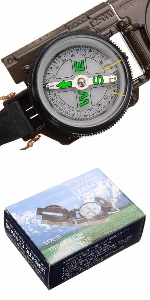 3 In 1 LED Military Marching Outdoor Camping 360 Lensatic Compass