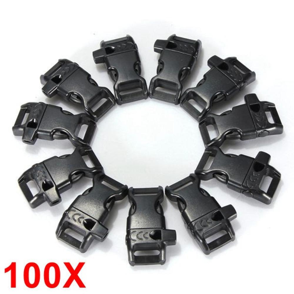 100 Curved Whistle Release Buckles for Paracord Bracelets Webbing Straps