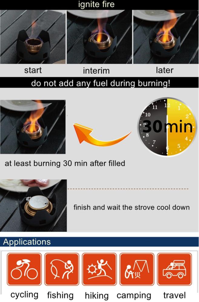 1 Evaporation Alcohol Stove Portable Mini Spirit Burner Hiking Camping