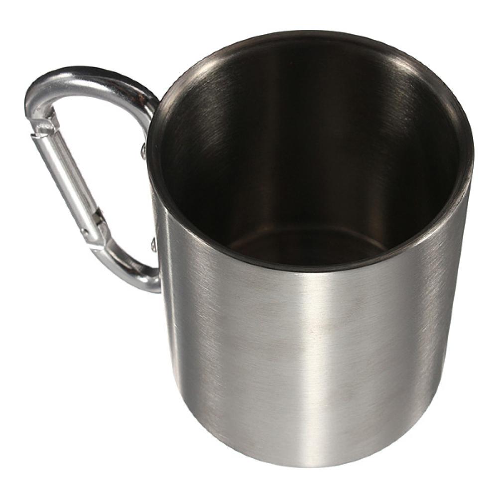 220ml Portable Stainless Steel Mug Camping Cup Carabiner Double Wall