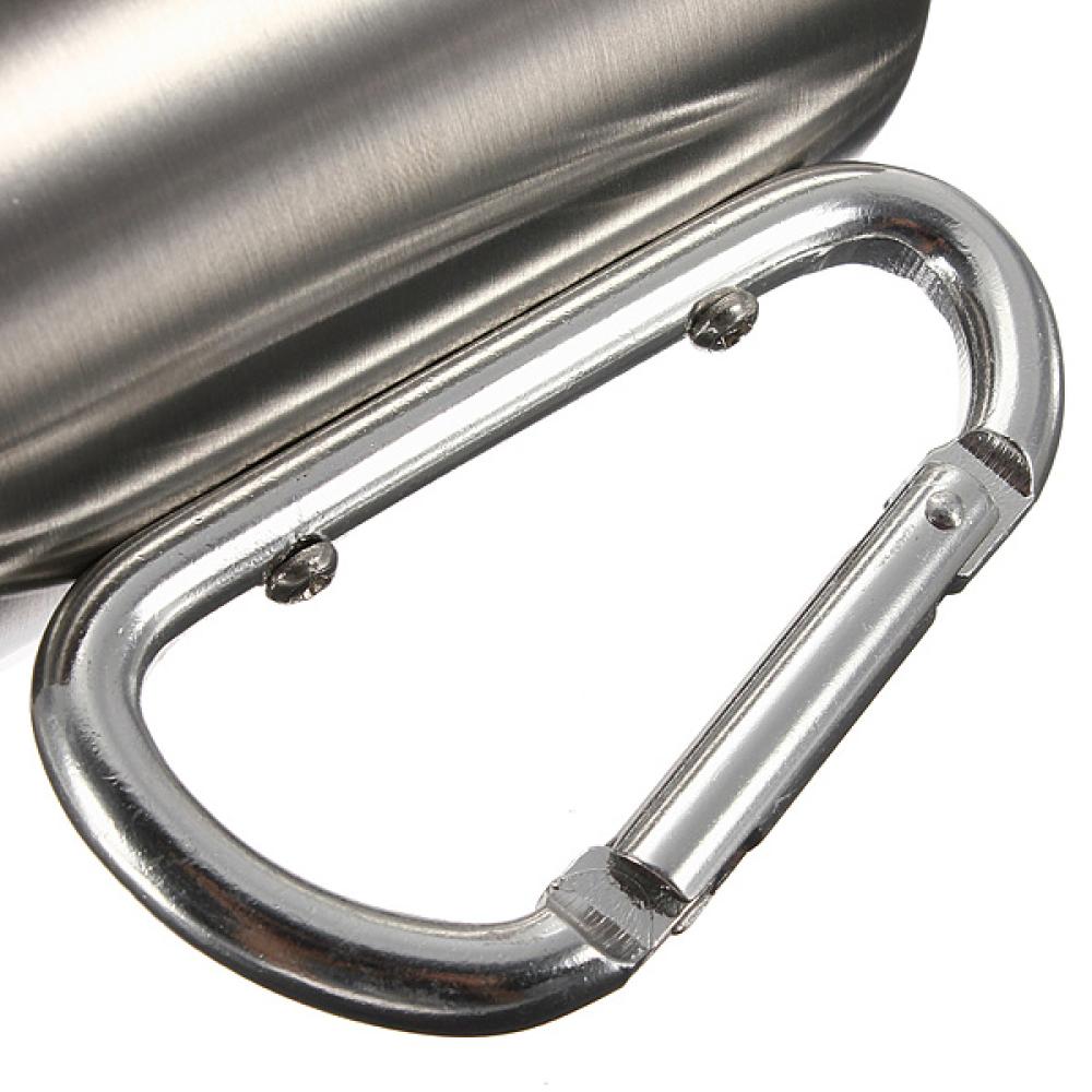 220ml Portable Stainless Steel Mug Camping Cup Carabiner Double Wall