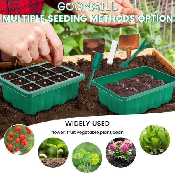 Seed Starter Tray with Grow Light, 5 Packs Plant Starter Tray Seedling Starter Kit with Humidity Domes Base Indoor Greenhouse Mini Propagator Station for Seeds Growing Starting (12 Cells per Tray) - Image 4