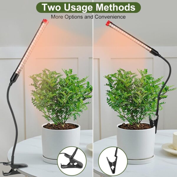 FECiDA 3-Pack Clip Grow Lights for Indoor Plants with Timer 4,8,12 Hr, 9W Power Home Plug, 2025 Brightest Mini LED Grow Light for Bonsai, Pot Plants, Small Full Spectrum Plant Growing Lamps - Image 2
