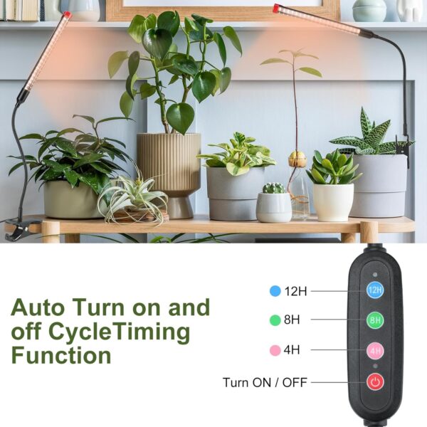 FECiDA 3-Pack Clip Grow Lights for Indoor Plants with Timer 4,8,12 Hr, 9W Power Home Plug, 2025 Brightest Mini LED Grow Light for Bonsai, Pot Plants, Small Full Spectrum Plant Growing Lamps - Image 5