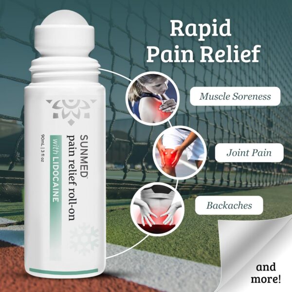 Lidocaine 4% Roll-On Pain Relief – Targeted Topical Hemp Oil Extract for Muscle, Joint & Discomfort Relief – Portable Recovery Solution for Athletes – Quick Numbing Action, 3oz - Image 2