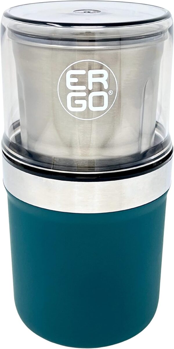 ERGO Herb Grinder - Electric. Large Capacity with Removable (washable) Stainless Cup and Airtight Lid. For Herbs and Spices. Pollen Brush included - Image 2